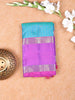 Sky Blue Pure Kanchipuram Bridal Silk Saree with Checked Design on the Body with Contrast Border - Diadem
