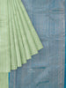 Pista Green Pure Kanchipuram Saree with Zari Butta on the body and Without Border