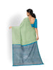 Pista Green Pure Kanchipuram Saree with Zari Butta on the body and Without Border
