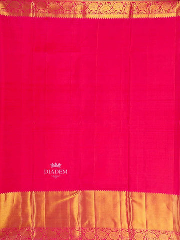 Red Pure KanchipuramBridal Silk Saree with Zari Brocade on the body and Zari Border - Diadem