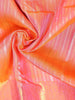 Orange Pure Kanchipuram Bridal Silk Saree with Stripes Design on the Body with Zari Border - Diadem
