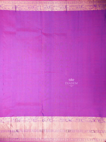 Sky Blue Pure Kanchipuram Bridal Silk Saree With Stripes Design on the Body with Zari Border - Diadem