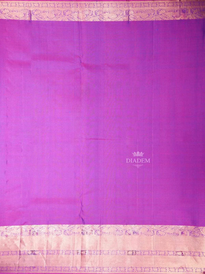 Sky Blue Pure Kanchipuram Bridal Silk Saree With Stripes Design on the Body with Zari Border - Diadem