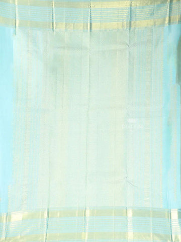 Sky Blue Pure Kanchipuram Bridal Silk Saree with Zari Butta on the Body with Zari Border - Diadem