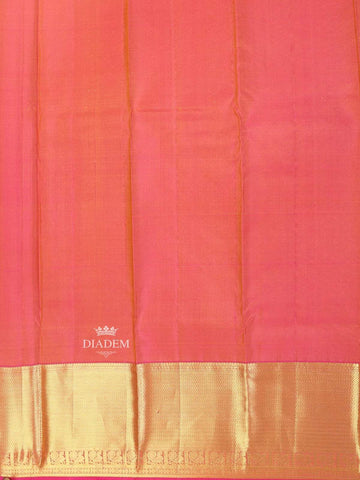 Yellow Pure Kanchipuram Bridal Silk Saree with Zari Brocade on the body and Contrast Zari Border - Diadem