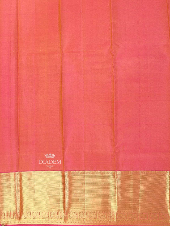 Yellow Pure Kanchipuram Bridal Silk Saree with Zari Brocade on the body and Contrast Zari Border - Diadem