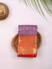 Purple Pure Kanchipuram Bridal Silk Saree with Floral Motif on the body and Contrast Zari Border - Diadem