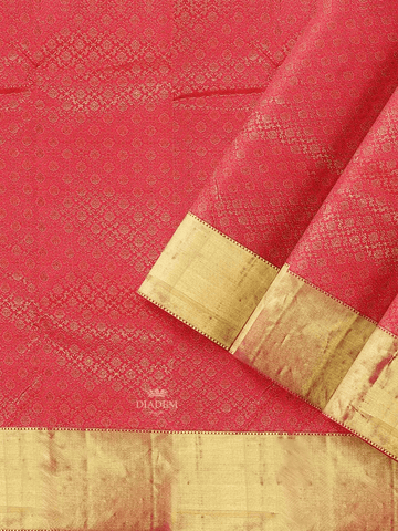 Pink Pure Kanchipuram Bridal Silk Saree with Zari Brocade on the body and Dense Zari Border - Diadem