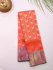 Red Pure Kanchipuram Bridal Silk Saree with Floral Motif on the body and Contrast Zari Border - Diadem