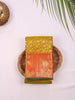 Olive Green Kanchipuram Bridal Silk Saree with Floral Motif and Zari Border