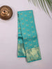 Aqua Green Pure Kanchipuram Bridal Silk Saree with Zari Floral Motif