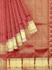 Red Pure Kanchipuram Bridal Silk Saree with Zari Brocade on the body and Dense Zari Border