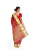 Red Pure Kanchipuram Bridal Silk Saree with Zari Brocade on the body and Dense Zari Border