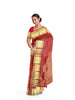 Red Pure Kanchipuram Bridal Silk Saree with Zari Brocade on the body and Dense Zari Border