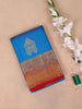 Navy Blue Pure Kanchipuram Bridal Silk Saree with Chariot Motifs on the Body with Zari Border - Diadem