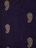 Dark Blue Pure Kanchipuram Bridal Silk Saree with Paisley Motif on the Body with Zari Border