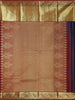 Dark Blue Pure Kanchipuram Bridal Silk Saree with Paisley Motif on the Body with Zari Border