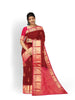 Dark Red Pure Kanchipuram Saree with Peacock Motif on the Body and Zari Border