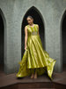 Green Floral Embroidered Tissue Silk Anarkali Salwar Suit
