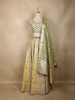 Light Green Floral Mirror Work Banarasi Silk Lehenga Set