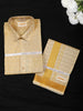 Golden Beige Abstract Woven Design Shirt with Matching Dhoti Set
