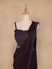 Dark Red Embroidery Crepe Ready To Wear Saree with Designer Blouse - Diadem