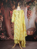 Lime Green Floral Printed Cotton Salwar Suit with Dupatta