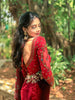 Dark Red Floral Embroidered Velvet Designer Saree - Diadem