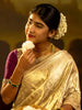 Gold Sequence And Floral Embroidery Bridal Banarasi Silk Saree