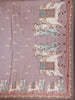 Dusty Mauve Floral Printed Design Tussar Saree with Contrast Border