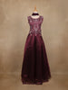 Maroon Floral Embroidered Organza Gown