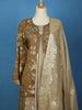Brown Floral Designed Banarasi Sharara Salwar Suit