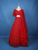 Red Sequins Embroidered Net Lehenga for Bridesmaids