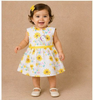 White Cotton Frock Adorned with Floral and Unicorn Designs for Girls