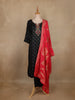 Black  Floral Designed Silk Salwar Suit