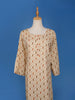 Cream Abstract Designed Casual Cotton Kurti