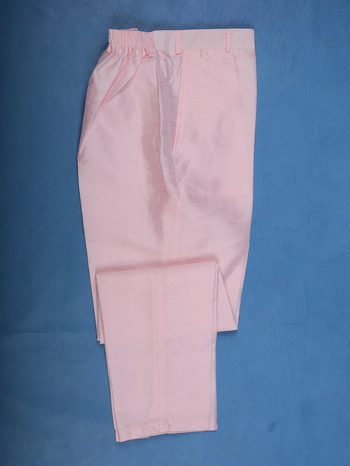 Blush Pink Floral Embroidered Cotton Sherwani - Diadem