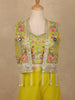 Lime Yellow Floral Sequins Embroidery Palazzo Suit - Diadem