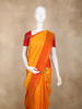 Orange Floral Butta Woven Kanchipuram Silk Saree with Zari Border