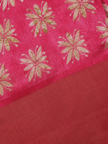Pink Floral Printed Fancy Cotton Saree - Diadem