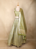 Sage Green Mirror Work Banarasi Silk Lehenga Set with Dupatta