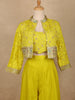 Mustard Yellow Floral Sequins Embroidery Palazzo Suit - Diadem