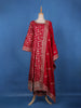 Cherry Red Sequins Embellished Banarasi Salwar Suit - Diadem