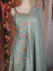 Sea Green Floral Embroidered Silk Straight Suit with Silver Butta Dupatta