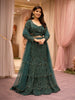 Bottle Green  Heavy Sequins and Beads Embroidered Design Net Mermaid Lehenga With Dupatta