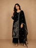 Black Floral Designed Velvet Co Ord Salwar Suit