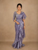 Metallic Purple Sequins Embellished Satin Ready To Wear Ruffle Saree with Blouse