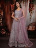 Onion Pink Floral Thread and Mirror Embroidered Design Net Anarkali Gown with Dupatta