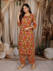 Mustard Yellow Floral Printed Design Cotton Straight Cut Salwar Suit