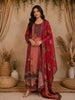 Red Embroidered Design Crepe Palazzo Suit